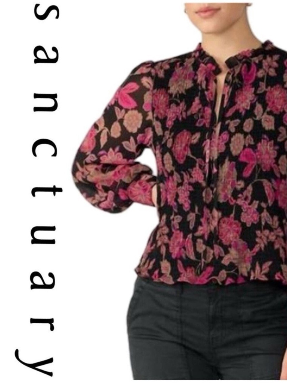 NWT $89 NEW SANCTUARY think of you smoked blouse in floral